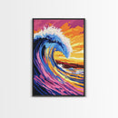 Ocean Wave Painting, Vibrant Seascape Wall Art, Colorful Beach Print, Surf Canvas Print, Coastal Home Decor, Nautical Wall Art