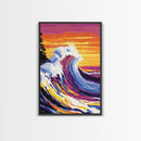 Big Wave Art, Colorful Ocean Painting, Surf Canvas Print, Coastal Beach Wall Decor, Modern Seascape Art, Nautical Home Wall Art