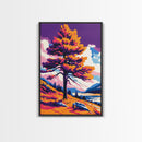 Lone Tree Painting, Colorful Nature Wall Art, Vibrant Landscape Canvas Print, Rustic Home Decor, Living Room Wall Art, Boho Art