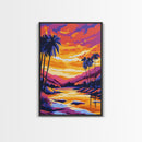 Palm Tree Sunset, Vibrant Beach Painting, Colorful Coastal Canvas Print, Tropical Home Decor, Boho Wall Art, Living Room Wall Art