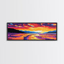Sunset River Path, Landscape Wall Art, Vibrant Nature Print, Living Room Wall Art, Framed Canvas Print, Autumn Wall Decor, Colorful