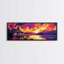 Sunset Cabin, Lakeside Retreat, Mountain House, Vibrant Nature Art, Framed Canvas Print, Rustic Wall Art, Autumn Decor, Cabin Aesthetic