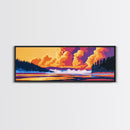 Foggy Lake, Pine Trees, Golden Sunset, Framed Canvas Print, Nature Art, Calming Wall Art, Rustic Home Aesthetic, Warm Earthy Tones