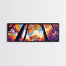 Sky View, Autumn Trees, Nature Perspective, Framed Canvas Print, Modern Wall Art, Fall Painting, Vibrant Home Decor, Seasonal Aesthetic