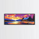 Forest Lake, Rocky Shoreline, Vibrant Sunset, Canvas Print, Fall Painting, Home Wall Art, Earthy Tones, Cabin Aesthetic, Warm Colors