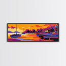 Sailing Boats, Waterfront Sunset, Coastal Landscape, Nautical Theme, Modern Home Decor, Canvas Print, Living Room Wall Art