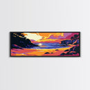 Coastal Sunset, Cliffside View, Ocean Horizon, Tranquil Beach Scene, Living Room Wall Art, Framed Canvas Print, Boho Decor