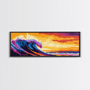 Rolling Wave, Surf Art, Ocean Wall Decor, Vibrant Seascape, Surfer Gift, Coastal Living, Summer Beach, Framed Canvas Print