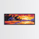 Beach House, Tropical Sunset, Coastal Retreat, Canvas Print, Vacation Wall Art, Vibrant Colors, Relaxing Home Decor, Island Life