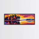 Autumn Reflection, Fall Landscape, Nature Wall Art, Warm Sunset, Tranquil Lake, Cabin Decor, Vibrant Colors, Framed Canvas Print
