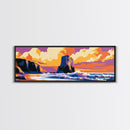 Coastal Cliffs, Ocean Sunset, Bold Seascape, Modern Beach Art, Tropical Vibes, Relaxing Scenery, Living Room Wall Art, Framed Canvas Print