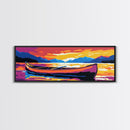 Canoe at Sunset, Nature Wall Art, Adventure Theme, Lake House Decor, Outdoor Aesthetic, Rustic Style, Framed Canvas Print