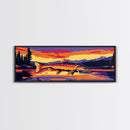 Sunset Trout, Fishing Wall Art, Cabin Decor, Nature Landscape, Framed Canvas Print, Colorful Fish Painting, Rustic Home, Lodge Art