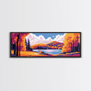 Campfire by Lake, Autumn Wall Art, Outdoor Retreat, Rustic Home, Framed Canvas Print, Cozy Lodge, Fall Decor, Adventure Aesthetic