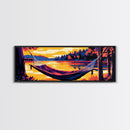 Hammock Escape, Relaxing Wall Art, Lakeside Decor, Cozy Home, Framed Canvas Print, Nature Lover, Rustic Retreat, Cabin Vibes