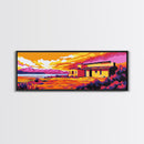 Desert House, Sunset Landscape, Vibrant Wall Art, Canvas Print, Western Home Decor, Colorful Southwest, Living Room Art, Bold Painting