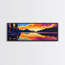Forest Lake, Evening Reflections, Canvas Print, Tranquil Water Scene, Nature Wall Art, Rustic Cabin Decor, Vibrant Sunset Painting