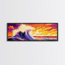 Sunset Ocean, Coastal Wave, Vibrant Seascape, Beach House Decor, Canvas Print, Nautical Wall Art, Surfing Home Decor, Summer Vibes