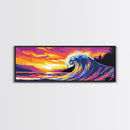 Tropical Wave, Bold Sunset, Colorful Ocean, Surreal Art, Canvas Print, Coastal Wall Art, Beach House Decor, Vibrant Landscape