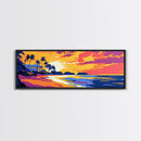 Beach Paradise, Palm Trees, Vibrant Sunset, Coastal Scene, Canvas Print, Living Room Wall Art, Island Escape, Tropical Home Decor