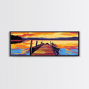 Wooden Dock, Tranquil Lake, Sunset Reflection, Serene Escape, Canvas Print, Cabin Decor, Nature Wall Art, Bedroom Wall Art