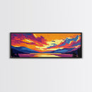Sunset Lake, Tranquil Water, Peaceful Landscape, Framed Canvas Print, Calm Wall Art, Cozy Home, Bedroom Decor, Warm Color Palette