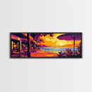 Beach Café, Ocean Sunset, Tropical Decor, Coastal Home Art, Canvas Print, Relaxing Living Room Wall Art, Travel Inspired Painting