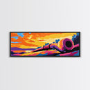 Ancient Horn, Fantasy Art, Framed Canvas Print, Surreal Landscape, Mystical Decor, Vibrant Wall Art, Gift Idea, Bohemian Artwork