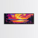 Lake Sunset, Vibrant Reflection, Framed Canvas Print, Cabin Wall Art, Fall Landscape, Cozy Home Decor, Boho Artwork, Large Wall Art