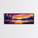 Lake Reflection, Colorful Trees, Sunset Water Scene, Nature Art, Canvas Print, Cabin Decor, Living Room Wall Art, Autumn Inspired Art