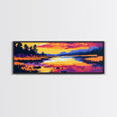 Sunset River, Autumn Landscape, Colorful Nature, Framed Canvas Print, Living Room Wall Art, Rustic Decor, Cabin Wall Hanging, Vibrant Art
