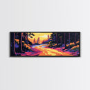 Forest Path, Scenic River, Golden Sunset, Framed Canvas Print, Rustic Home Decor, Nature Landscape Art, Cozy Cabin Decor, Fall Aesthetic