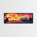 Farmhouse Landscape, Country Living, Rural Sunset, Framed Canvas Print, Rustic Wall Art, Home Office Decor, Cozy Fall Aesthetic, Warm Colors