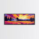 Countryside Home, Vibrant Sunset, Rural Landscape, Framed Canvas Print, Cozy Living Room Art, Farmhouse Wall Decor, Autumn Home Aesthetic