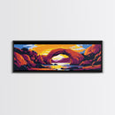 Desert Arch, Sunset Landscape, Western Nature, Vibrant Rocks, Framed Canvas Print, Boho Home Decor, Office Wall Art, Nature Lover Gift