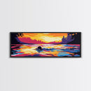 Sunset Swimmer, Water Reflection, Vibrant Wall Art, Framed Canvas Print, Living Room Decor, Modern Art, Colorful Home Accent