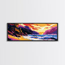 Ocean Waves, Coastal Scene, Vibrant Seascape, Canvas Print, Beach House Decor, Living Room Wall Art, Nature Artwork, Sunset Painting