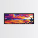 Rolling Fields, Golden Landscape, Sunset Art, Canvas Print, Country Home Decor, Farmhouse Wall Art, Warm Autumn Painting, Vibrant Sky