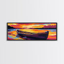 Canoe on Lake, Tranquil Sunset, Nature Art, Canvas Print, Cabin Wall Decor, Lake House Art, Water Landscape, Warm Color Palette