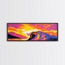 Ocean Wave, Beach Wall Art, Coastal Decor, Framed Canvas Print, Colorful Seascape, Modern Art, Surfing Gift, Vibrant Painting