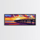 Sunset Pier, Beach Wall Art, Coastal Decor, Vibrant Seascape, Framed Canvas Print, Modern Home Art, Large Landscape, Ocean Sunset