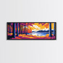 Lakeside Forest, Autumn Reflection, Serene Landscape, Nature Escape, Framed Canvas Print, Rustic Wall Art, Warm Colors, Relaxing Art