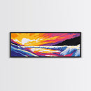 River Sunset, Cascading Water, Canvas Print, Waterfall Wall Art, Nature Inspired Painting, Colorful Landscape Art, Living Room Decor