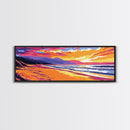 Golden Beach, Vibrant Sunset Print, Ocean Landscape, Seaside Home Decor, Canvas Print, Living Room Art, Warm Colors, Relaxing Scene