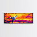 Seagull Flight, sunset bird, coastal decor, ocean lover gift, nature wall art, Beach House Wall Art, Canvas Print, Framed Canvas Print