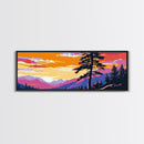 Lone Pine Tree, Mountain Sunset Art, Tranquil Nature Scene, Rustic Lodge Wall Art, Framed Canvas Print, Cozy Cabin Decor