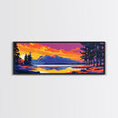 Mountain Lake, Forest Reflection, Serene Nature, Canvas Print, Adventure Wall Art, Cabin Decor, Wilderness Landscape, Sunset Scene
