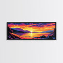 Mountain Lake, Vibrant Sunset, Serene Water, Canvas Print, Relaxing Wall Art, Nature Painting, Bedroom Art, Cabin Aesthetic, Gift Idea