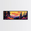 Pine Tree Landscape, Autumn Wilderness Art, Cozy Nature Decor, Warm Sunset Tones, Rustic Cabin Accent, Woodland Aesthetic, Canvas Print