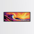 Ocean Wave, Sunset Seascape, Bold Coastal, Canvas Print, Beach Wall Art, Vibrant Surf Art, Tropical Home Decor, Water Movement